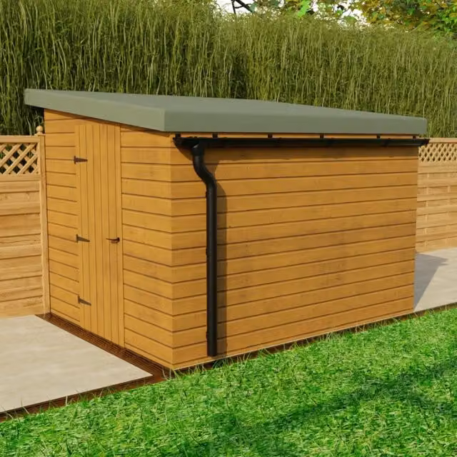 Galeco Black Galvanised Steel Half Round Gutter Small Shed Pack for Pent Style Roofs (6x4 to 10x8)