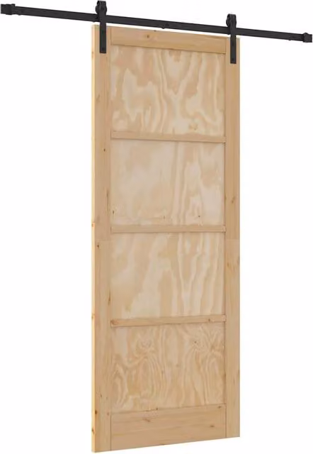 Berkfield Home Minimalist Solid Pine Sliding Door with Hardware Set in Beige, W: 86 cm, H: 211 cm – 1