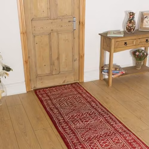 runrug Afrikans Ethnic Hallway Runner Rug, Red, W: 80 cm, L: 420 cm – 1