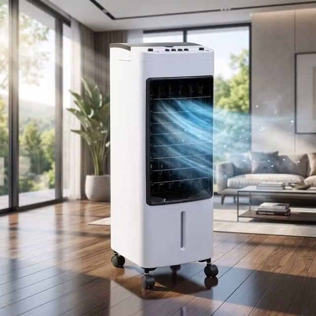Alivio 4L Portable Air Cooler and Humidifier, 65W Evaporative Cooling Unit with 3 Speeds, 3 Modes, 120 Degree Oscillation and 2 Ice Packs, White – 1