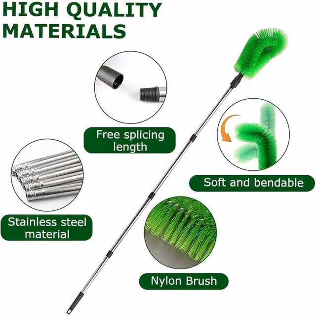 Kelvenix Gutter Cleaning Brush with Telescopic Pole, Green, Length: 100 cm – 1