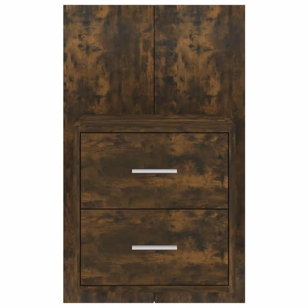 Berkfield Home Set of 2 Wall-mounted Bedside Cabinets in Smoked Oak Brown – 5