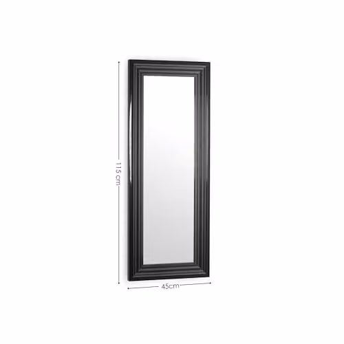 Julian Bowen Tokyo Modern Tall Rectangular Dressing Mirror in Gloss Black, H: 115 cm x W: 45 cm – 2