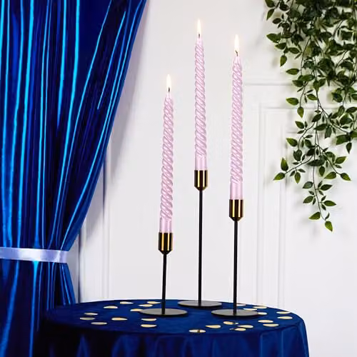 Deco Express Non-Drip Twisted Unscented Dinner Candles, Pack of 6, Rose Gold – 8