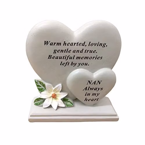 David Fischhoff Double Heart Memorial Plaque in White and Beige