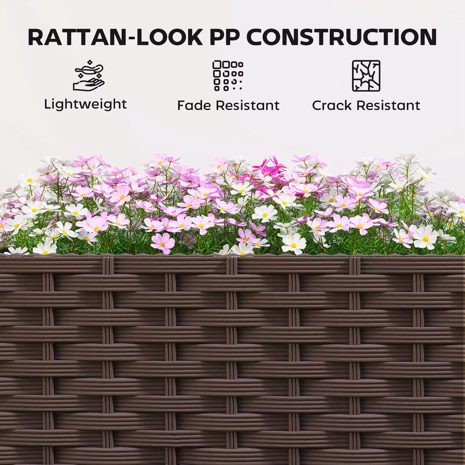 Outsunny Brown Plastic Self-Watering Raised Garden Bed with Legs and Drainage Holes, W/D/H: 40 x 40 x 37 cm – 7