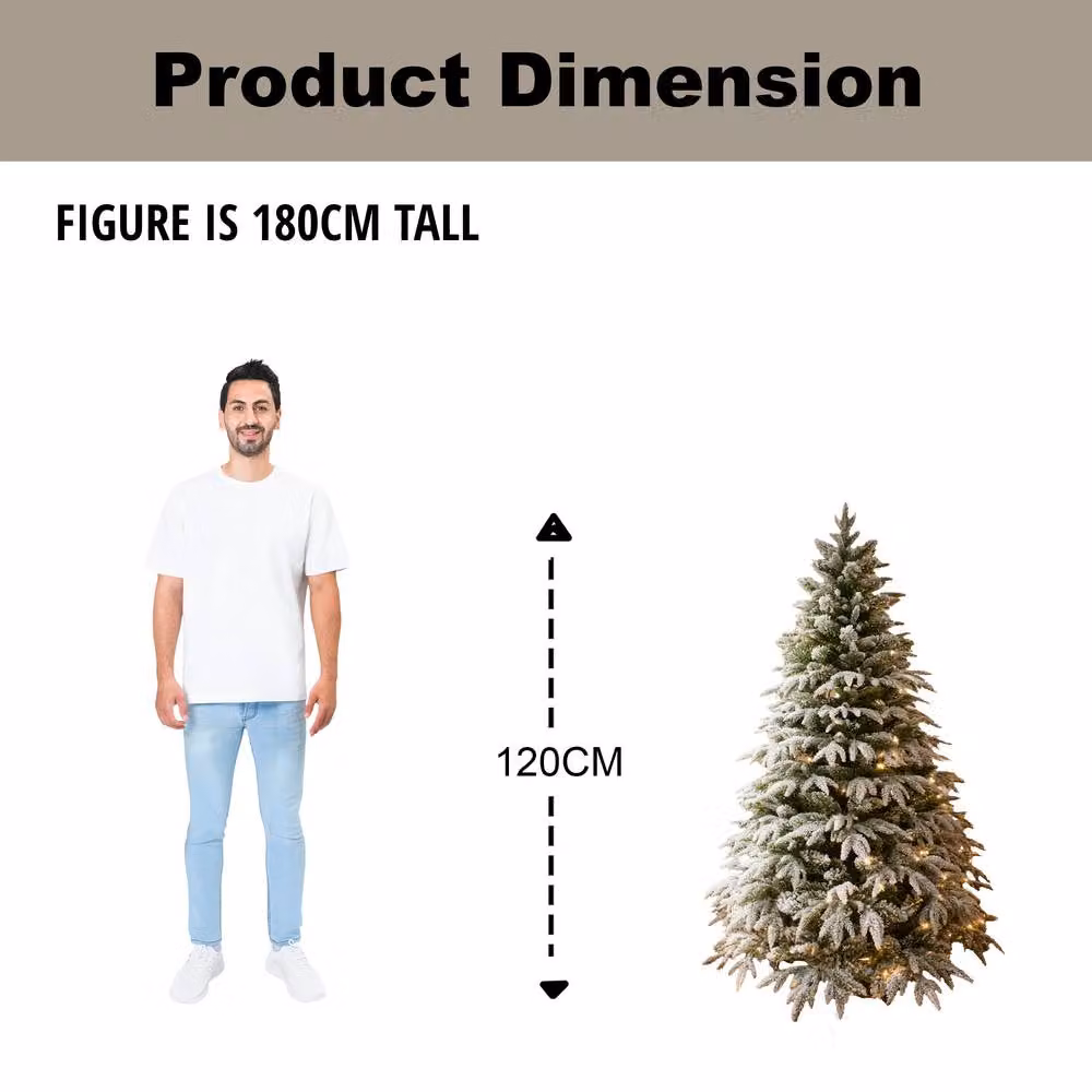 Shatchi 1.2m Pre-Lit Lapland Fir Artificial Christmas Tree in Green with Warm White LEDs – 5