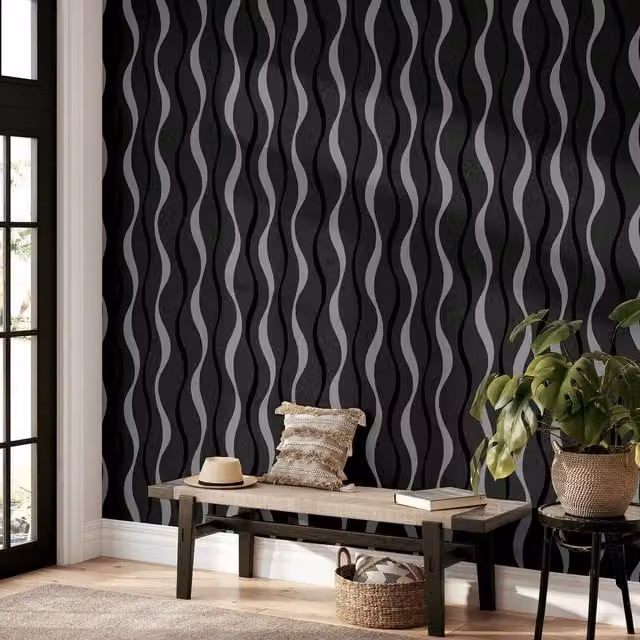 Arthouse Abstract Modern Black Matt Wallpaper Roll