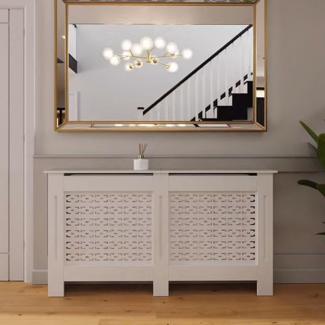 FWStyle Geometric Pattern MDF Modern White Radiator Cover
