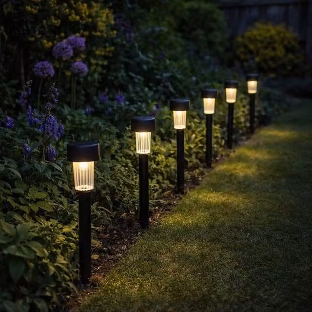 Voltico Set of 6 Black Solar Path Lights with Warm White Glow and Dusk Sensor – 1