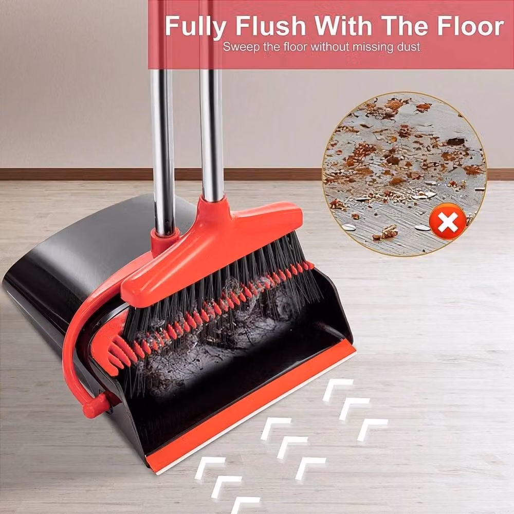 NESTLUNE Dustpan and Brush Set with Telescopic Aluminium Handle, Black, Height: 100 cm – 4