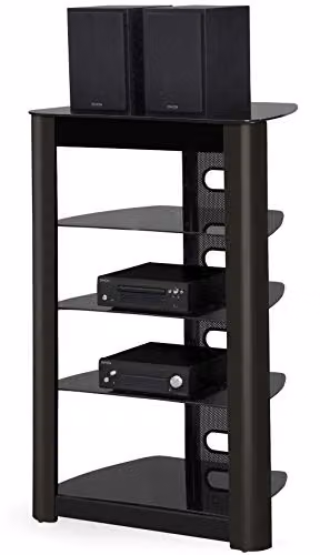 Centurion Supports Zinnia 5-Shelf Gloss Black Multimedia AV Rack with Glass Shelves W/D/H: 102 x 49 x 68 cm – 7