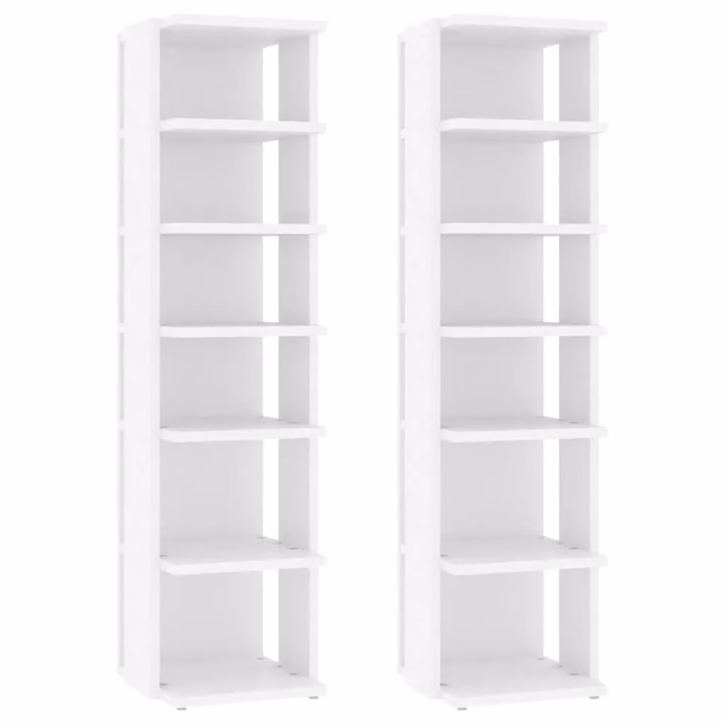 Berkfield Home Set of 2 White Minimalist Shoe Cabinets, W/D/H: 27.5 x 27 x 102 cm – 2