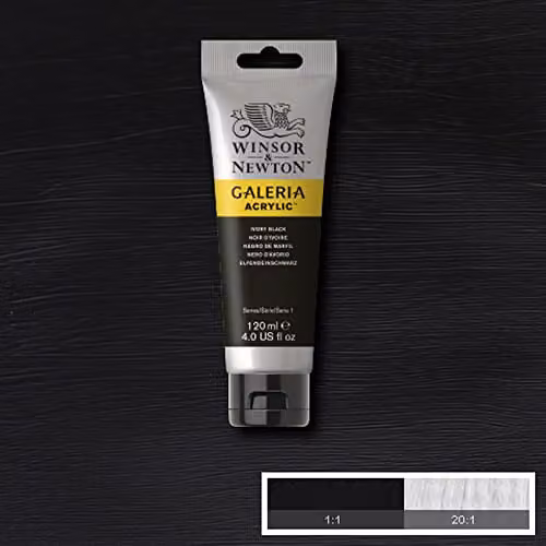 Winsor & Newton Galeria Acrylic Paint, Black, 120ml – 3