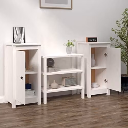 vidaXL Solid Wood Pine Sideboard in White – 2
