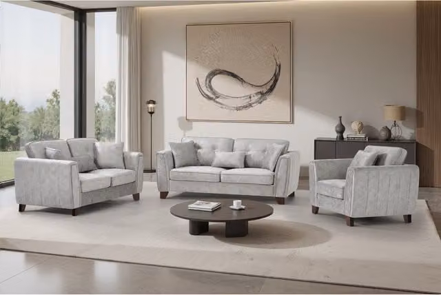 Comfy Living Modular Microfibre Upholstered Sofa Set in Grey