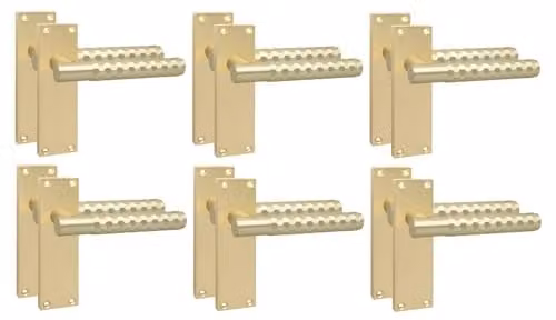 Golden Grace Victorian Knurled T-Bar Door Handles in Satin Brass, 6 Pairs