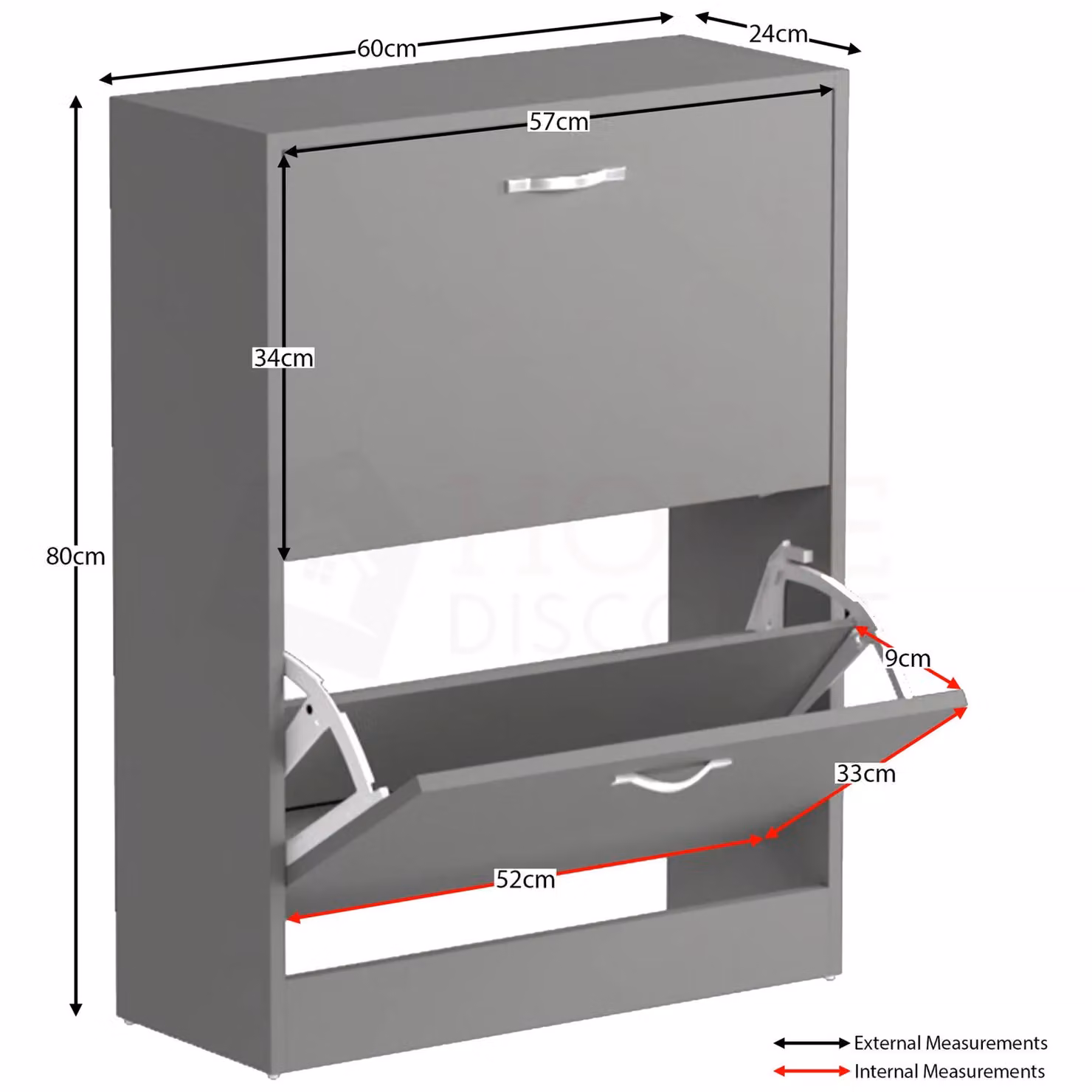 Vida Designs Modern 2 Drawer Grey Shoe Cabinet Storage Organiser – 2