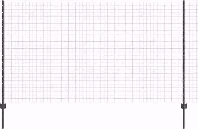 Berkfield Home Euro Fence Steel Garden Fence with 10 U-Posts, Dark Grey, W: 10 m, H: 1.4 m – 1