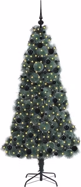 Berkfield Home Elegant Pre-lit Artificial Christmas Tree with Ball Set, Green, Height: 180 cm