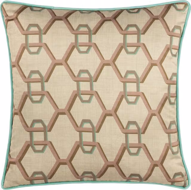 Make It A Home Carnaby Chain Geometric Satin Cushion in Ivory