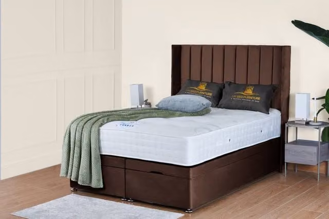 UK Bed Furniture Victoria End Lift Divan Ottoman Bed with 54 Inch Headboard in Brown, Size: 90 x 190 cm – 1