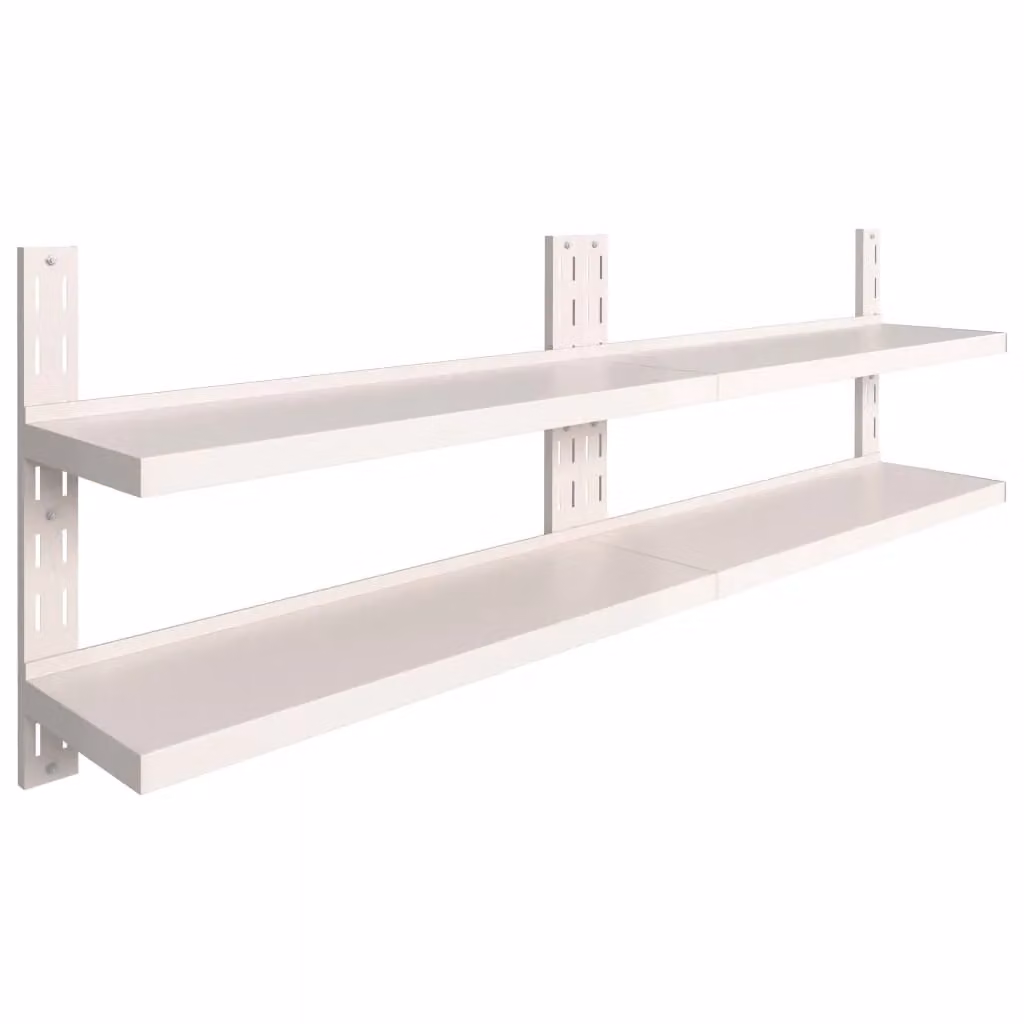 Berkfield Home 2-Tier Floating Wall Shelves, 2 Piece Grey Stainless Steel Set, W: 240 cm, D: 30 cm – 2
