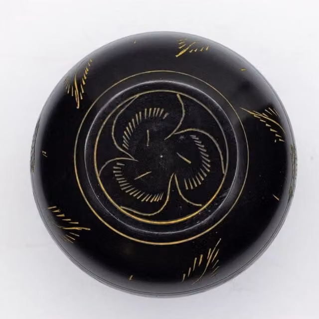 KDMD Magic Mushroom Cauldron Singing Bowl in Black and Gold, Diameter: 15 cm