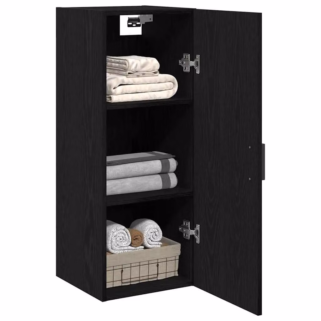 Berkfield Home Wall Mounted Black Oak Cabinet with Internal Shelves, W/D/H: 34.5 x 34 x 90 cm – 3