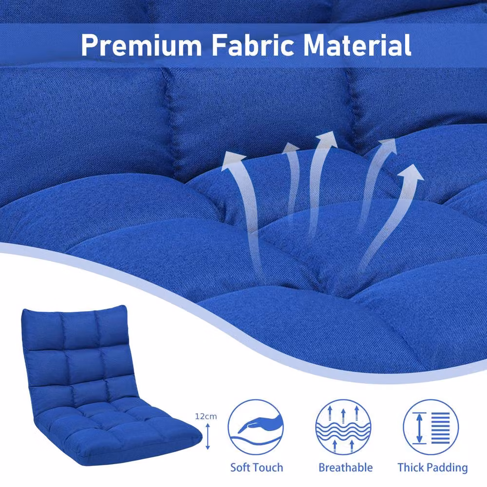 Costway 14-Position Adjustable Folding Video Gaming Sofa Chair in Blue – 4