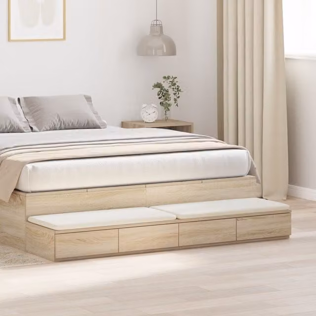 Berkfield Home Bed Drawers in Sonoma Oak, Brown, W/D/H: 135 x 36.5 x 16.5 cm – 1