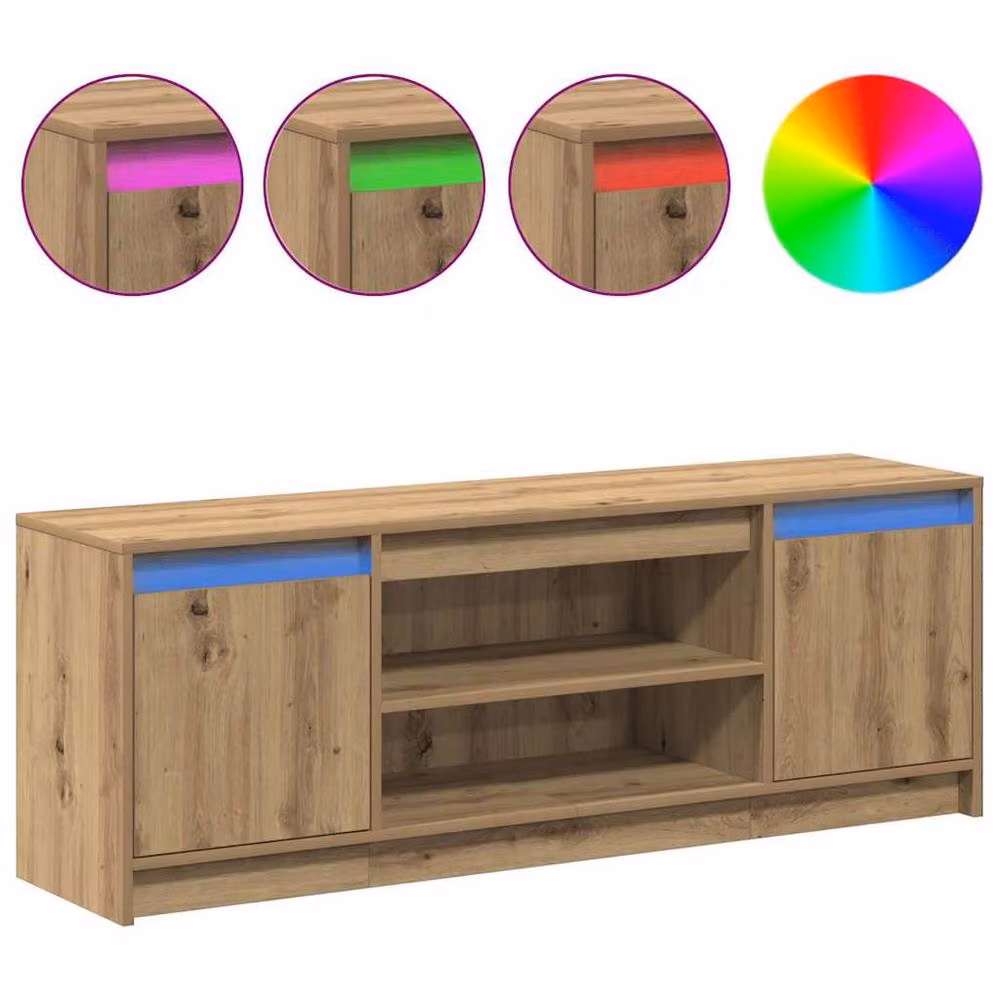 Berkfield Home Modern TV Cabinet with LED in Artisan Oak, Brown, W/D/H: 139.5 x 34 x 50 cm – 4