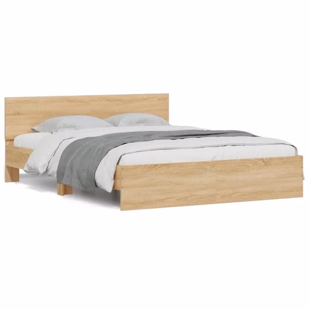 Berkfield Home Sonoma Oak King Size Bed Frame in Brown, W/D/H: 150 x 200 cm – 2