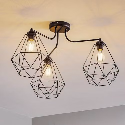 Netlighting Helam Karo Multi Arm Semi Flush Ceiling Light in Black, Diameter: 75 cm – 2
