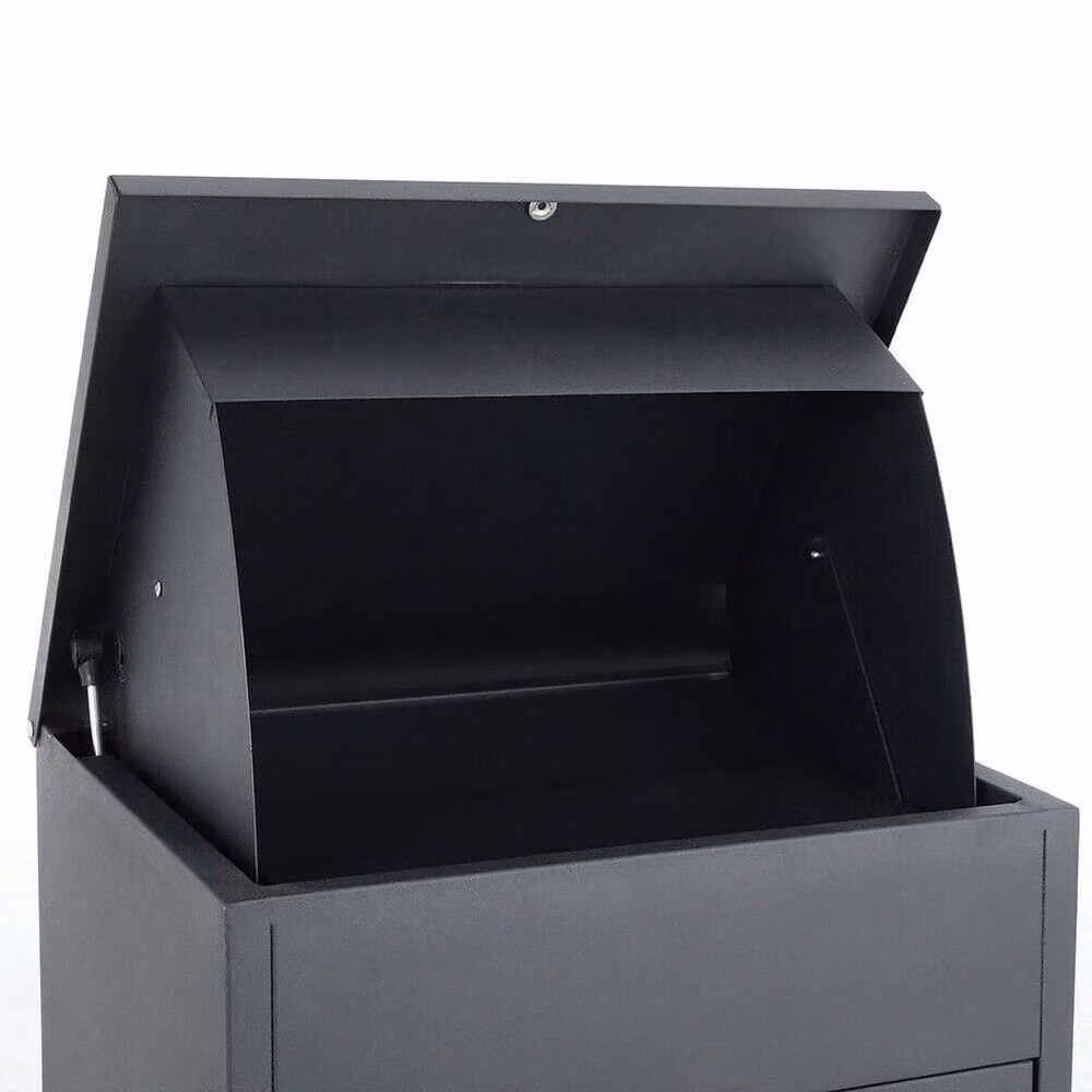 FLAVORA Extra Large Lockable Metal Parcel Delivery Box in Black – 3