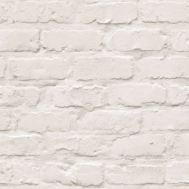 Grandeco Painted White Brick Wallpaper in White