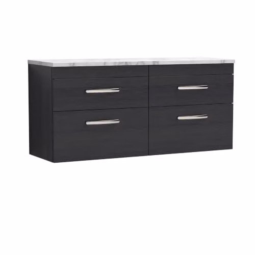 Balterley Millwich Contemporary Wall Hung 4 Drawer Bathroom Vanity Unit in Matt Black, W: 120 cm, D: 45.5 cm – 3