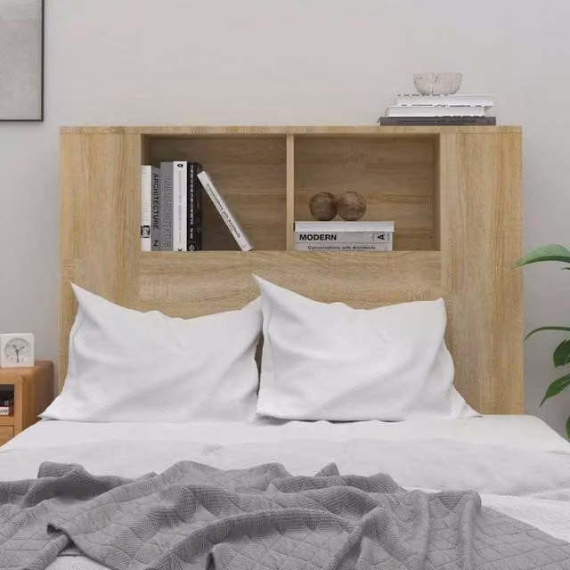 Berkfield Home Sonoma Oak Headboard Cabinet in Brown, W: 100 cm, D: 18.5 cm, H: 104.5 cm