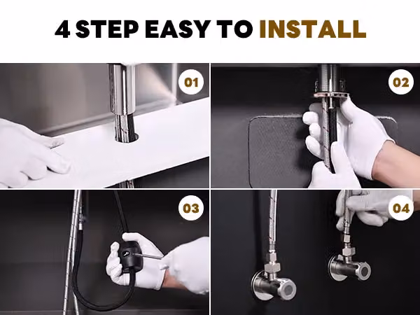 Blylund Modern Kitchen Tap with Pull-Out Sprayer and Swivel Spout in Brushed Nickel Silver – 6