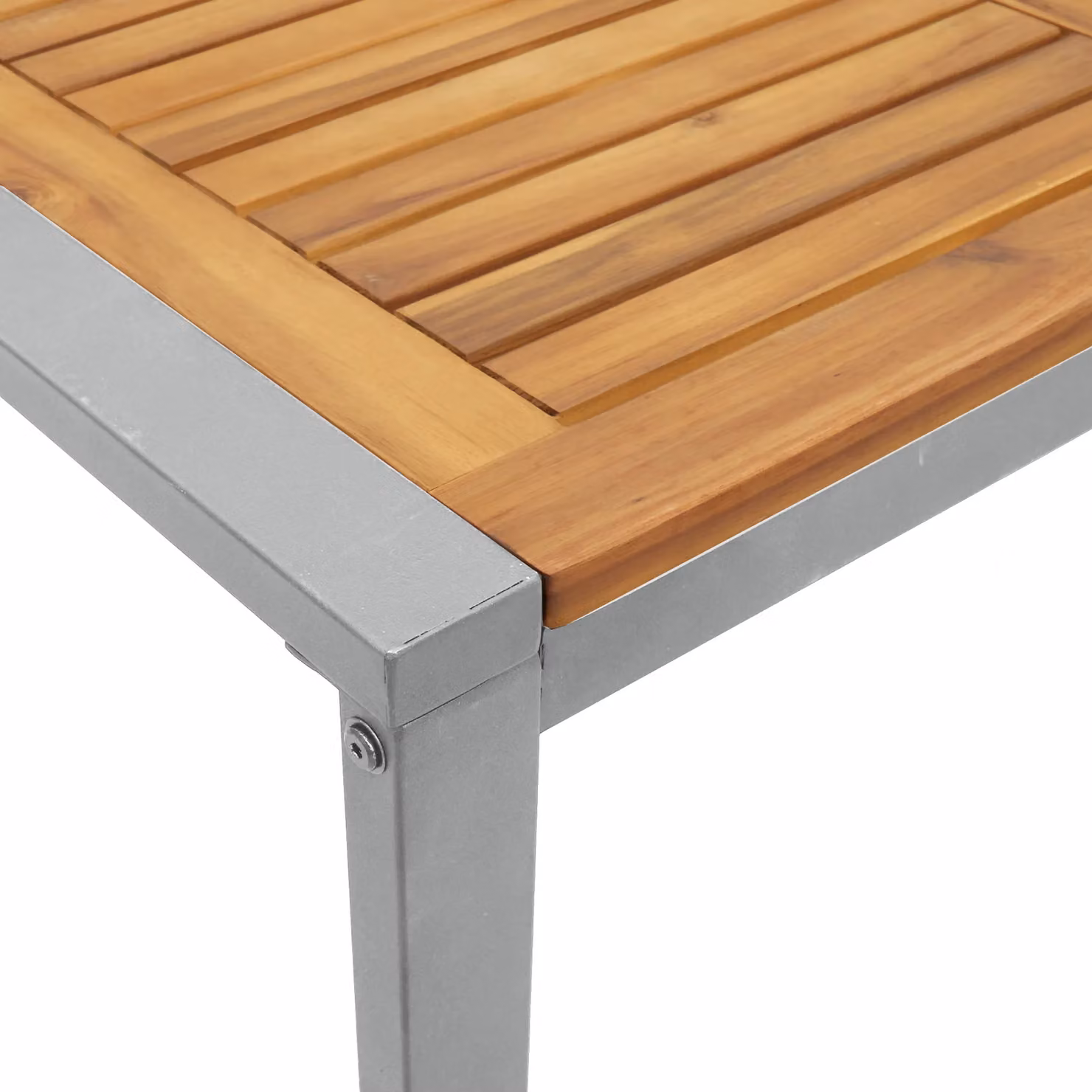 Berkfield Home Outdoor Dining Table in Grey with Acacia Wood and Steel, W/D/H: 140 x 80 x 75 cm – 4
