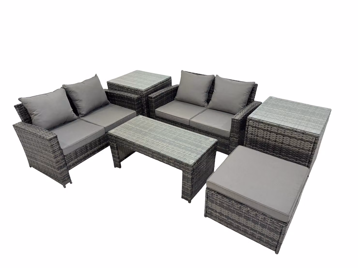 Fimous 5 Seat Outdoor Love Sofa Set in Dark Grey Rattan Garden Furniture – 2