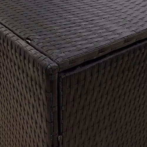vidaXL Garden Storage Cabinet in Black Poly Rattan with Acacia Wood Details, W/D/H: 180.1 x 39.9 x 58.9 cm – 5