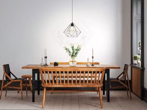Eglo Vernham Industrial Caged Single Pendant Light in Black with Transparent Glass Sphere – 2