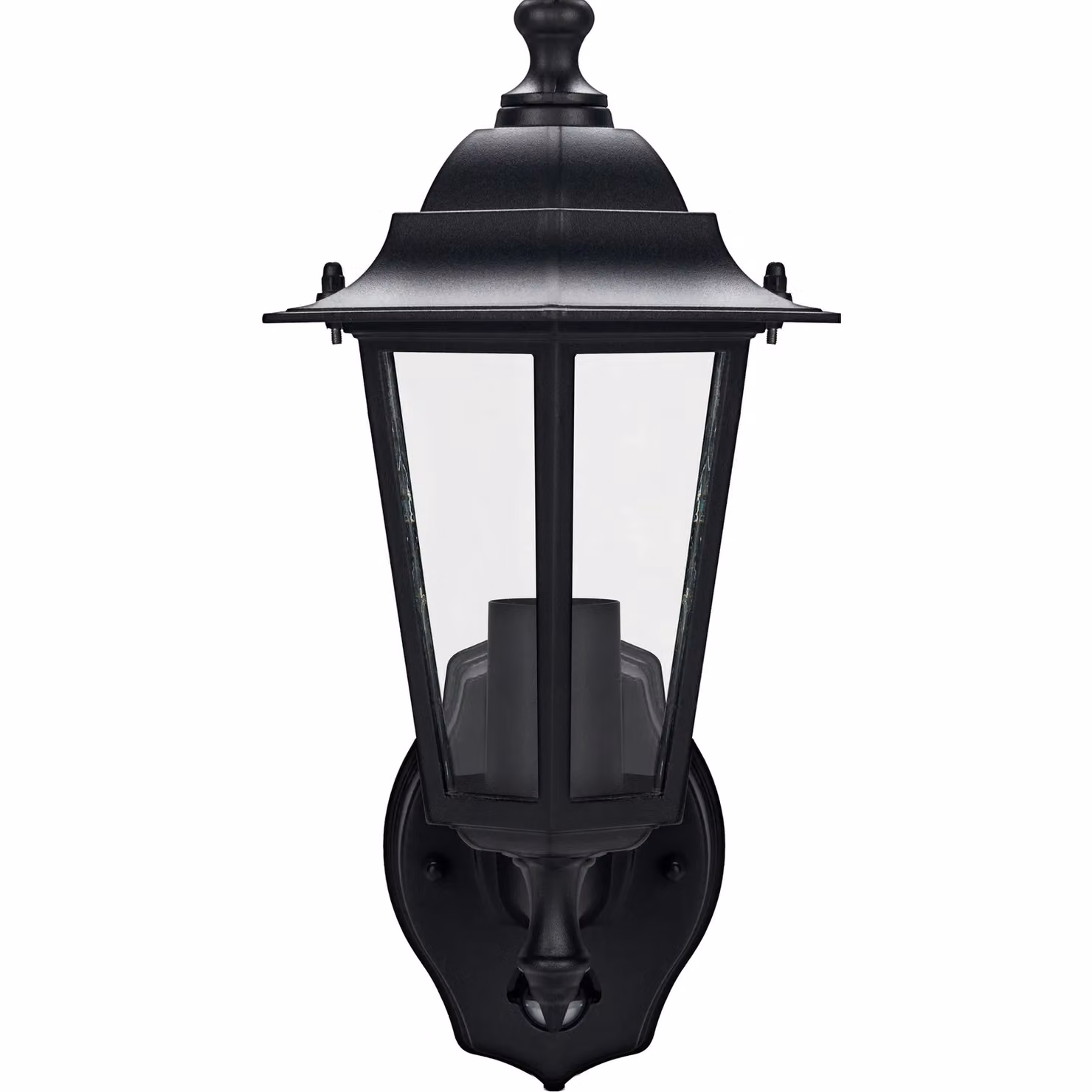 Luceco Black Aluminium Coach Lantern with Motion and Dusk Sensor, E27 Post or Wall Mount, IP44 Rated – 2