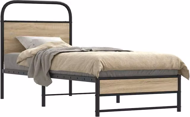 Berkfield Home Smoked Oak Bed Frame in Brown with Drawers, W/D/H: 75 x 190 cm