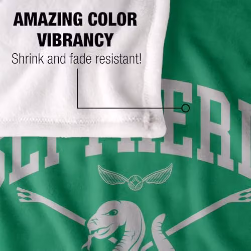 Warner Bros. Harry Potter Slytherin Quidditch Arch Super Soft Fleece Throw Blanket, Green/Multicolour, W: 91.44 cm x D: 91.44 cm x H: 147 cm – 3