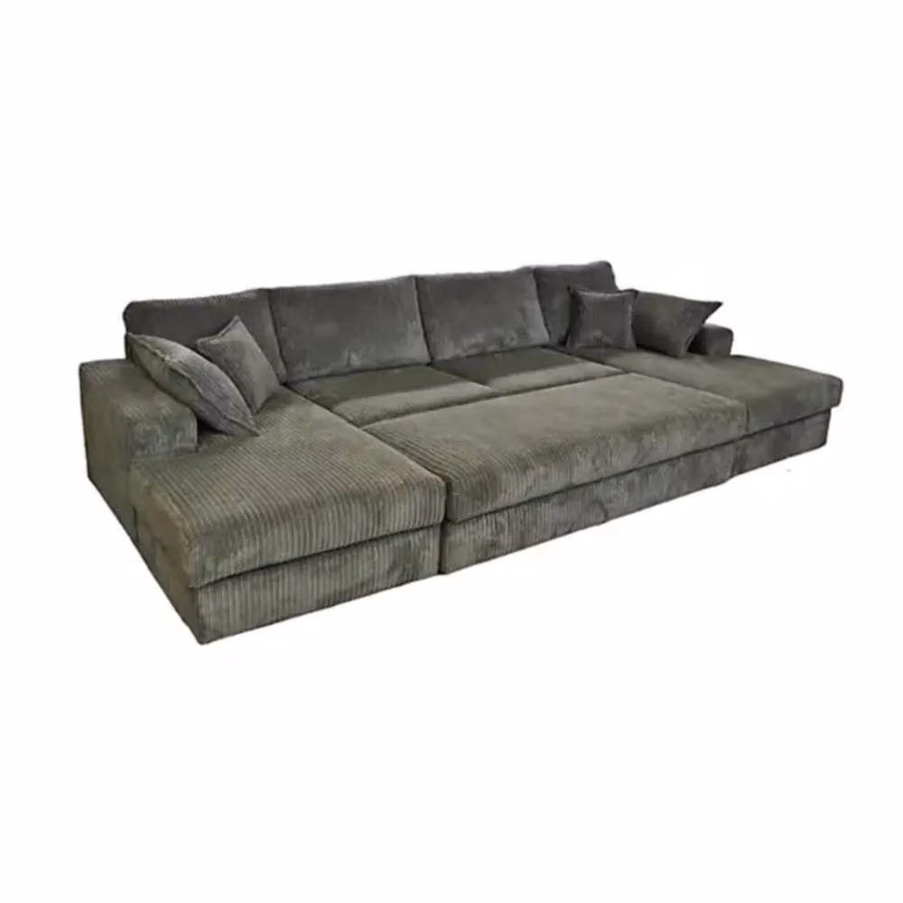 Snug Furniture Birmingham Ltd Large Double Corner Sofa with Matching Ottoman in Grey Jumbo Cord – 2