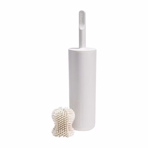 ReBorn Recycled Freestanding Bathroom Toilet Brush and Holder Set in Stone