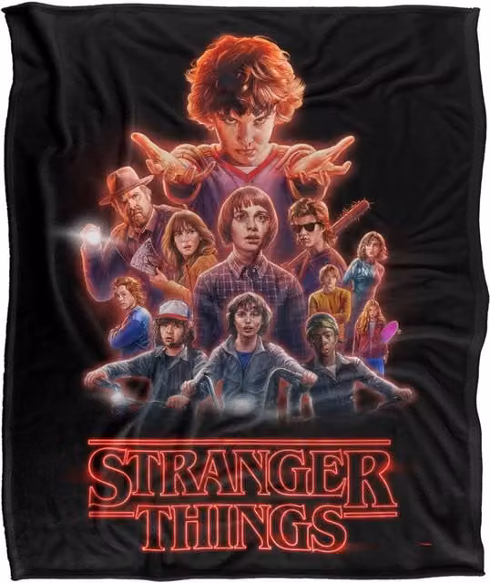 Stranger Things Season 2 Heroes Super Soft Fleece Throw Blanket, White and Multicolour, W: 152 cm, D: 127 cm – 1