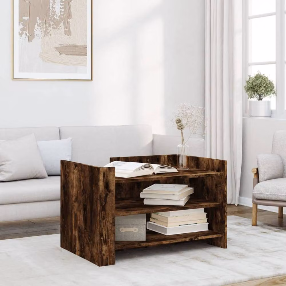 Berkfield Home Durable Smoked Oak Coffee Table in Brown, W/D/H: 80 x 50 x 50 cm – 2